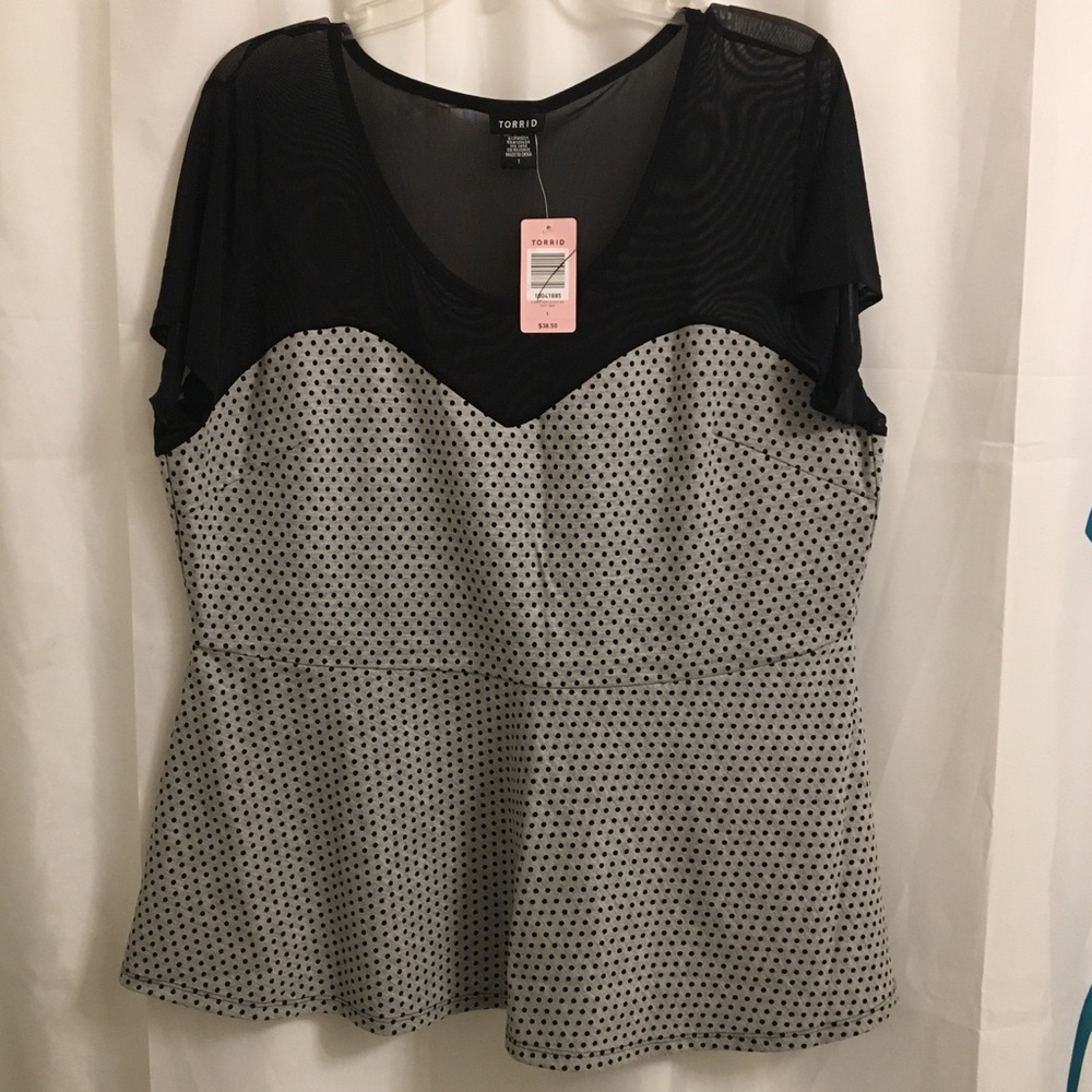 Torrid Peplum Top with Sheer Yoke